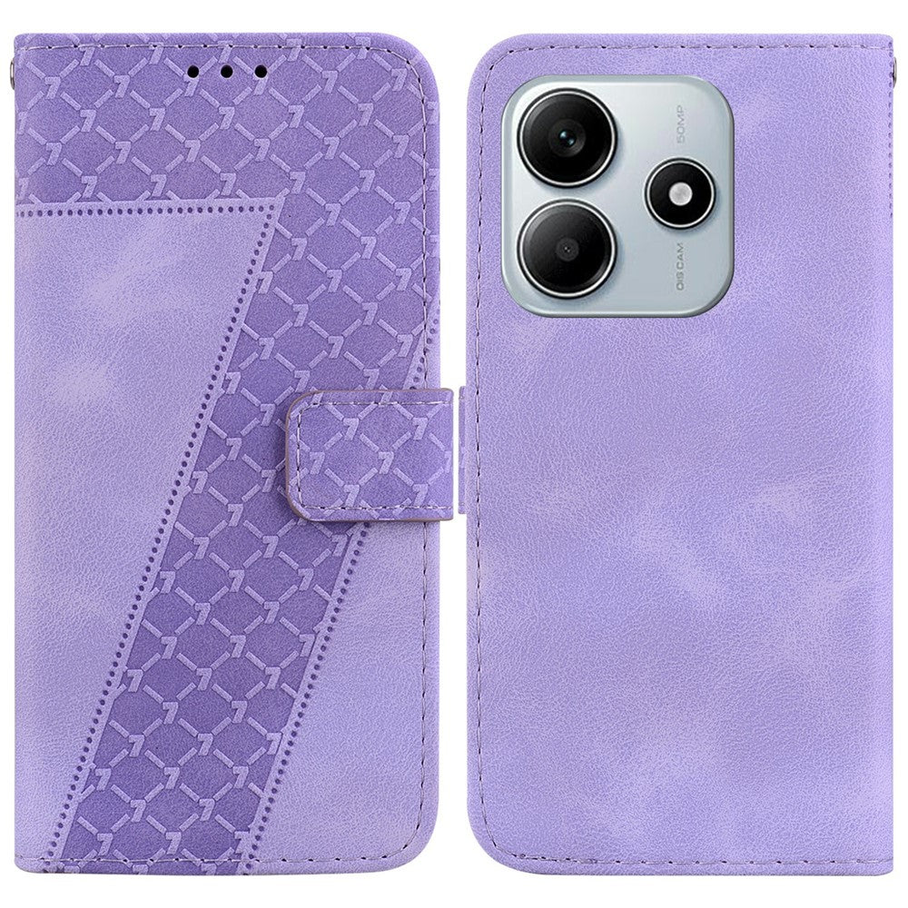 For Xiaomi Redmi Note 14 5G Stand Case 7-Shaped Pattern Imprint Leather Phone Cover
