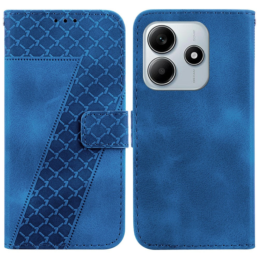 For Xiaomi Redmi Note 14 5G Stand Case 7-Shaped Pattern Imprint Leather Phone Cover