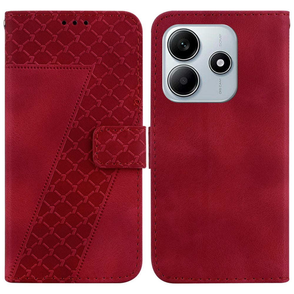 For Xiaomi Redmi Note 14 5G Stand Case 7-Shaped Pattern Imprint Leather Phone Cover