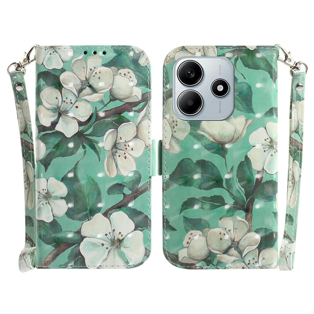 For Xiaomi Redmi Note 14 5G Case Pattern Printing Leather Wallet Phone Cover with Wrist Strap