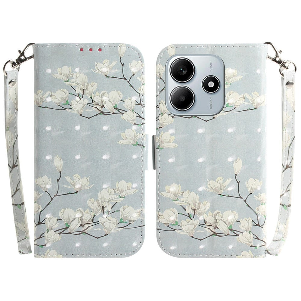 For Xiaomi Redmi Note 14 5G Case Pattern Printing Leather Wallet Phone Cover with Wrist Strap