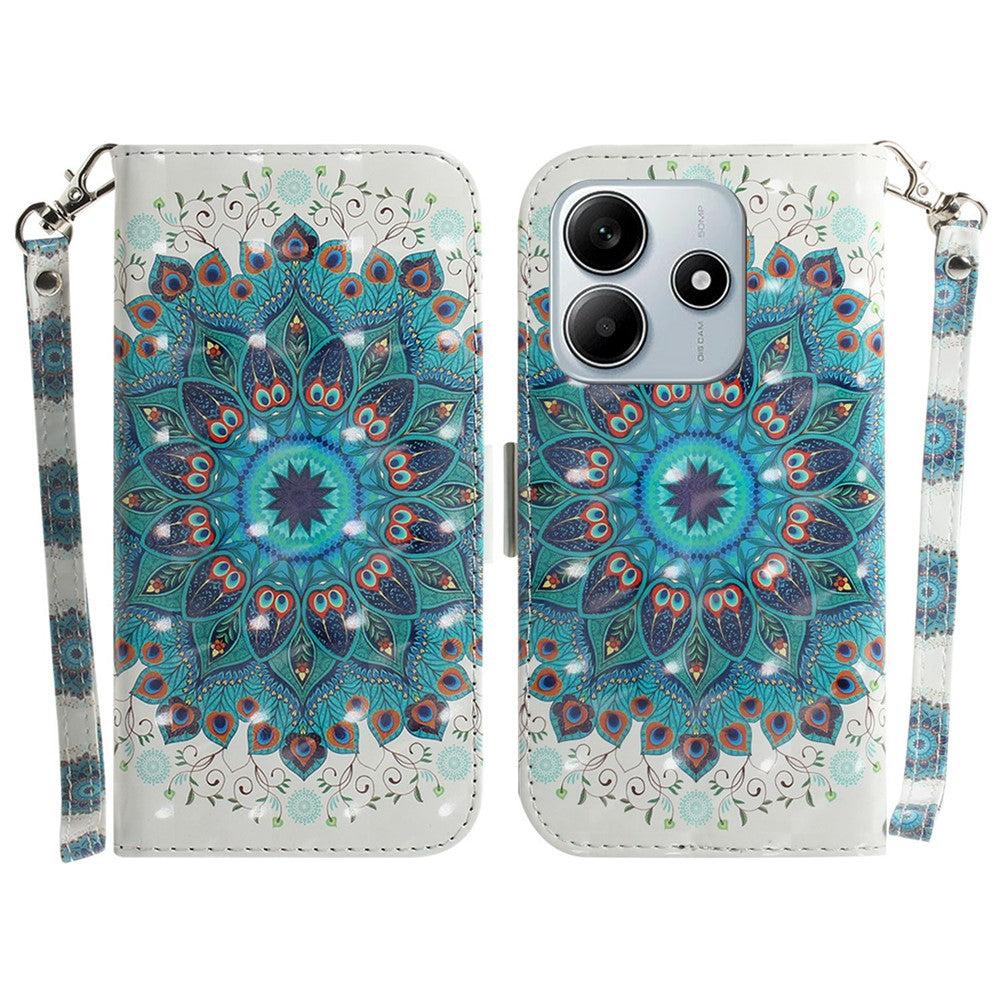 For Xiaomi Redmi Note 14 5G Case Pattern Printing Leather Wallet Phone Cover with Wrist Strap