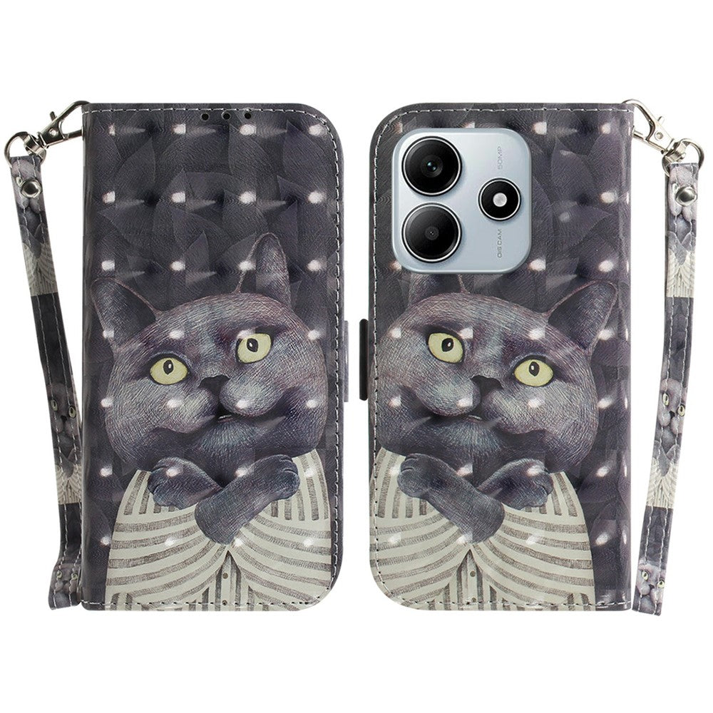 For Xiaomi Redmi Note 14 5G Case Pattern Printing Leather Wallet Phone Cover with Wrist Strap