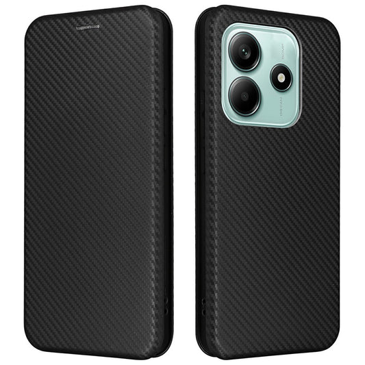 Xiaomi Redmi Note 14 5G Handyhülle – aus sturzsicherem PU-Leder mit Kohlefaser-Textur