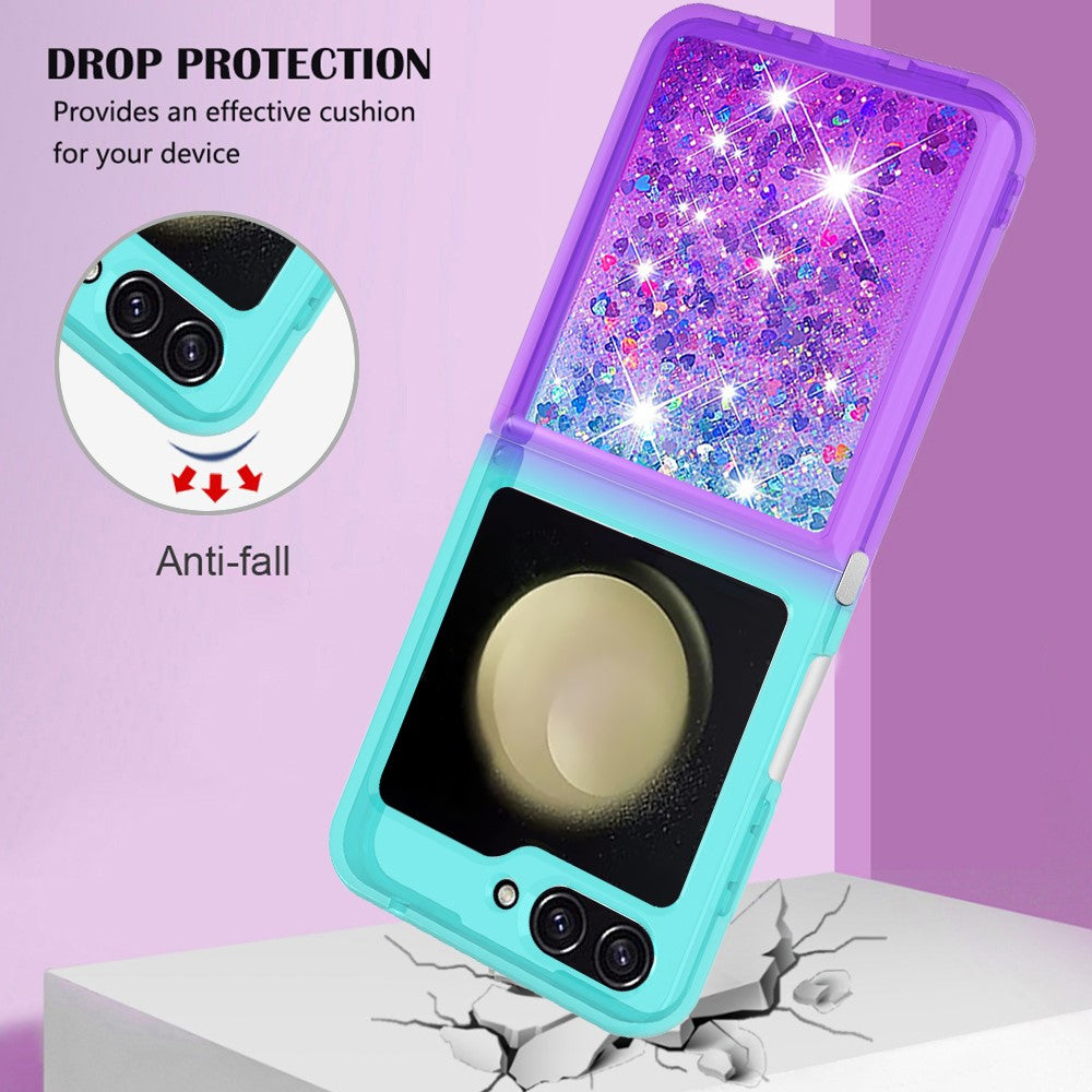 Galaxy Z Flip7 FE 5G / Z Flip6 5G Glitter-Hülle – Farbverlauf mit funkelndem Puder