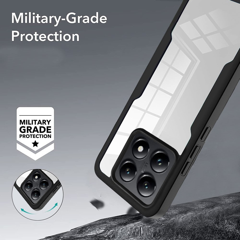 For Xiaomi 14T Case Acrylic+TPU Clear Phone Cover with PET Screen Film