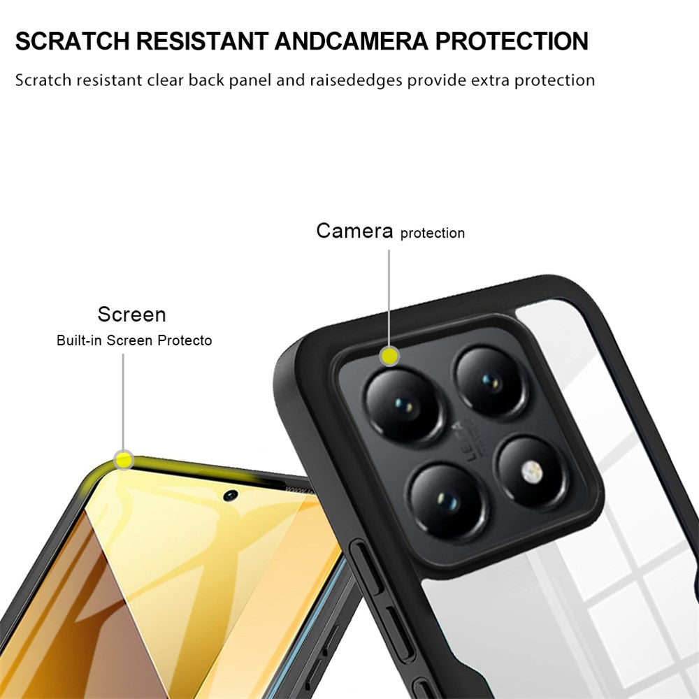 For Xiaomi 14T Case Acrylic+TPU Clear Phone Cover with PET Screen Film