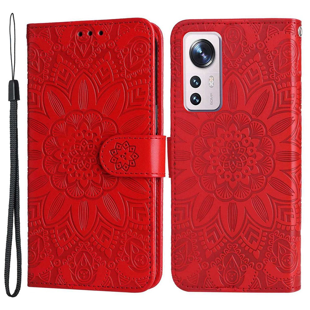 For Xiaomi 12 5G / 12X 5G / 12S 5G Sunflower Imprinted Stand Wallet Phone Case PU Leather Full Protection Cover
