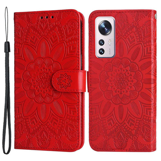 For Xiaomi 12 5G / 12X 5G / 12S 5G Sunflower Imprinted Stand Wallet Phone Case PU Leather Full Protection Cover