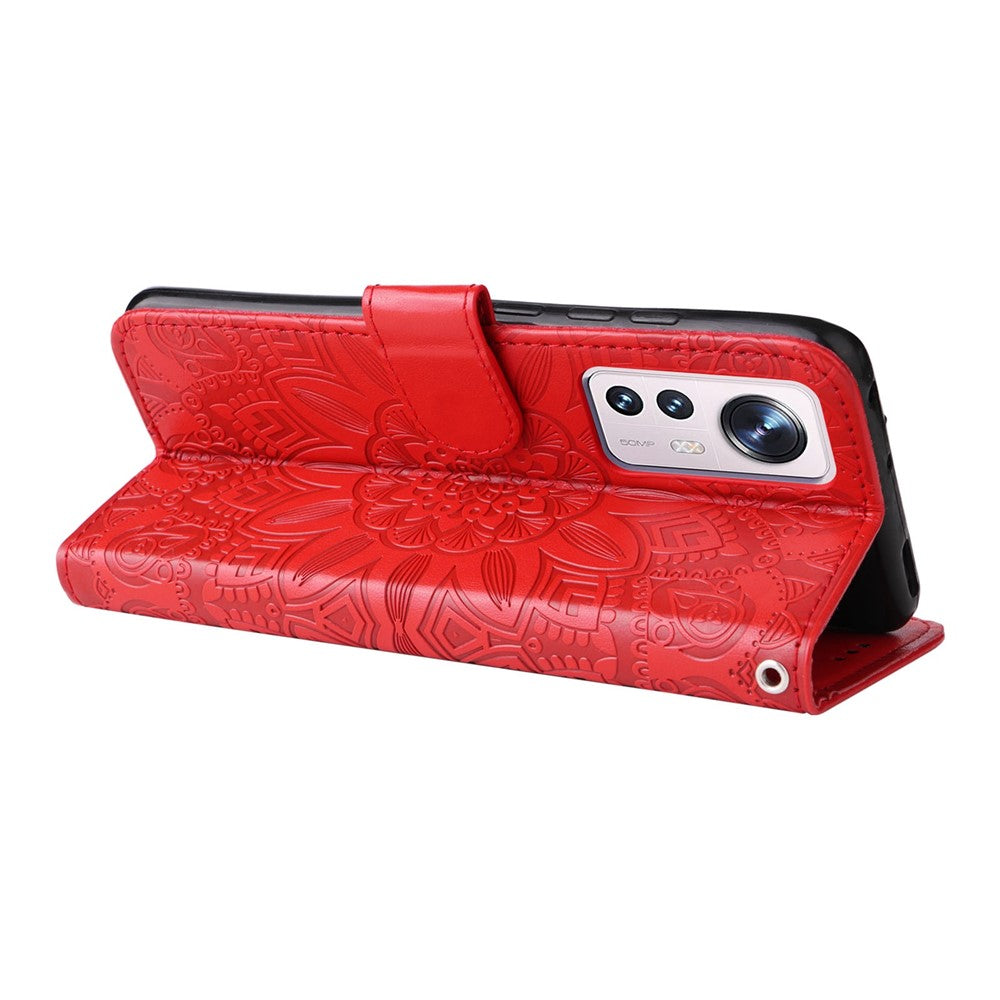 For Xiaomi 12 5G / 12X 5G / 12S 5G Sunflower Imprinted Stand Wallet Phone Case PU Leather Full Protection Cover