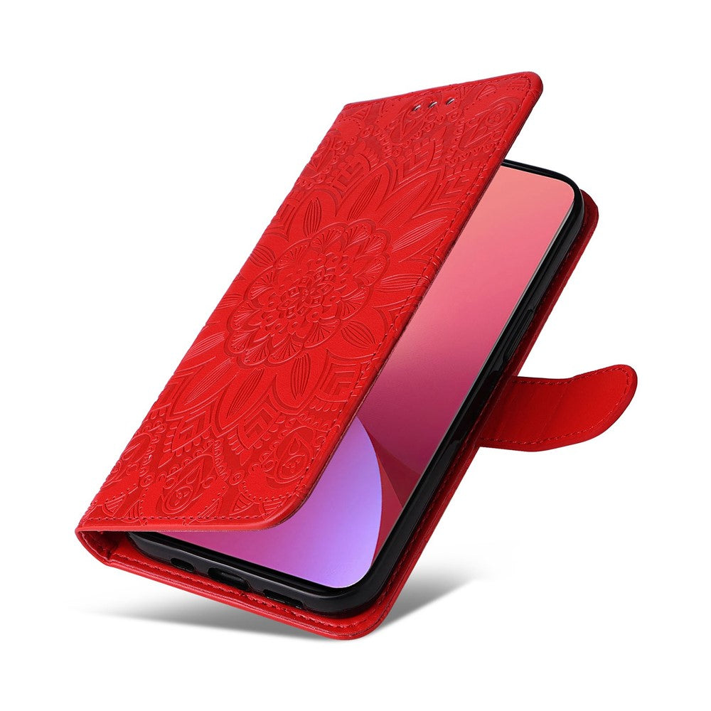For Xiaomi 12 5G / 12X 5G / 12S 5G Sunflower Imprinted Stand Wallet Phone Case PU Leather Full Protection Cover