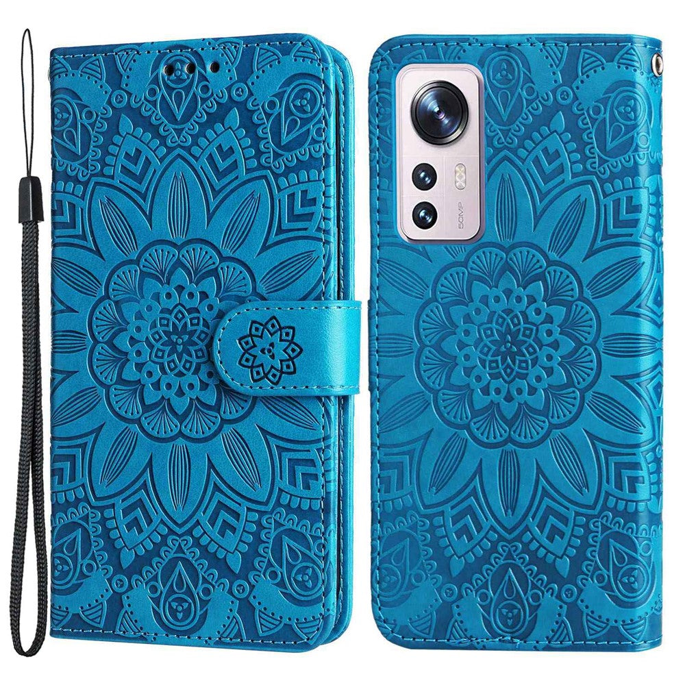 For Xiaomi 12 5G / 12X 5G / 12S 5G Sunflower Imprinted Stand Wallet Phone Case PU Leather Full Protection Cover