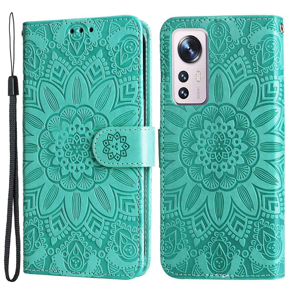 For Xiaomi 12 5G / 12X 5G / 12S 5G Sunflower Imprinted Stand Wallet Phone Case PU Leather Full Protection Cover