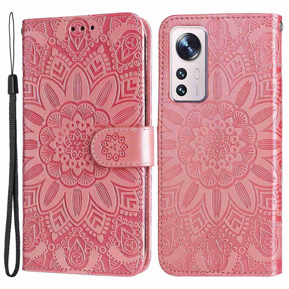 For Xiaomi 12 5G / 12X 5G / 12S 5G Sunflower Imprinted Stand Wallet Phone Case PU Leather Full Protection Cover