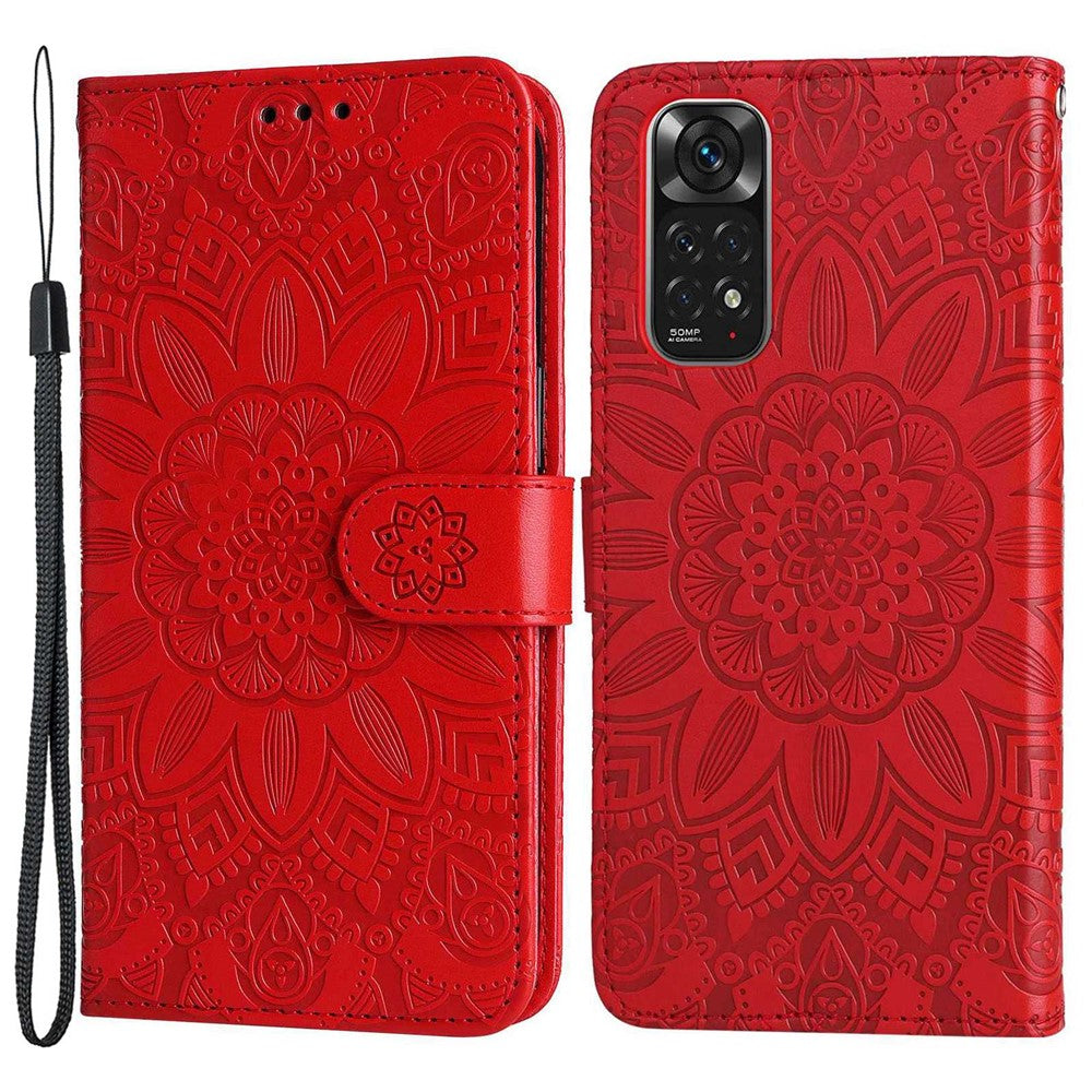 For Xiaomi Redmi Note 11 4G (Qualcomm) / Note 11S 4G PU Leather Sunflower Imprinted Case Magnetic Clasp Phone Stand Wallet Cover