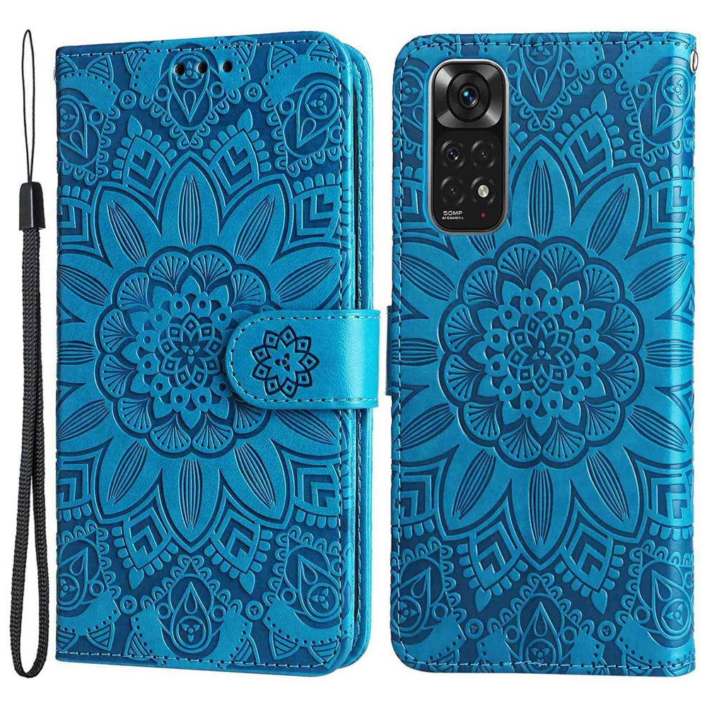 For Xiaomi Redmi Note 11 4G (Qualcomm) / Note 11S 4G PU Leather Sunflower Imprinted Case Magnetic Clasp Phone Stand Wallet Cover