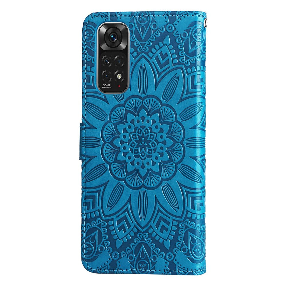 For Xiaomi Redmi Note 11 4G (Qualcomm) / Note 11S 4G PU Leather Sunflower Imprinted Case Magnetic Clasp Phone Stand Wallet Cover