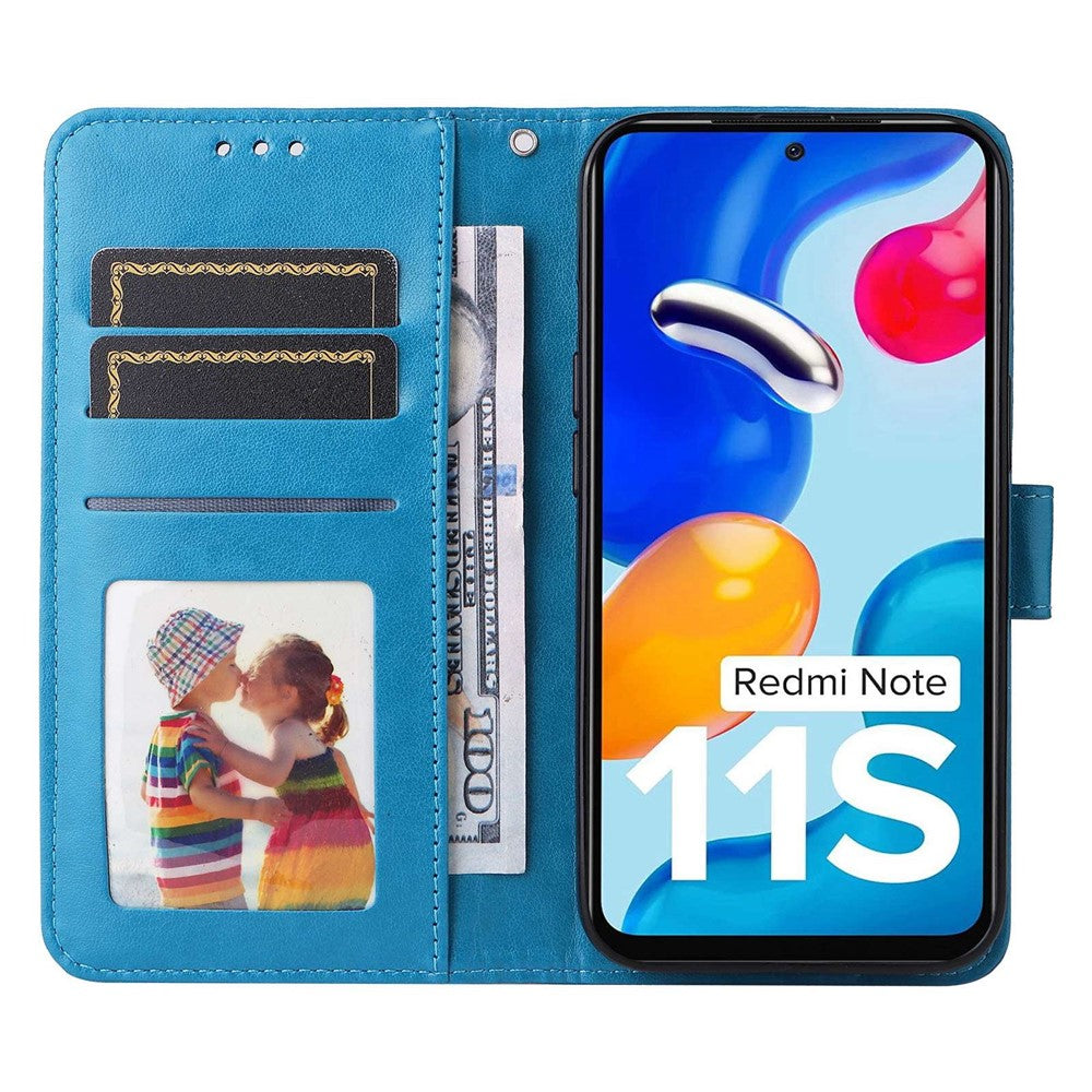 For Xiaomi Redmi Note 11 4G (Qualcomm) / Note 11S 4G PU Leather Sunflower Imprinted Case Magnetic Clasp Phone Stand Wallet Cover