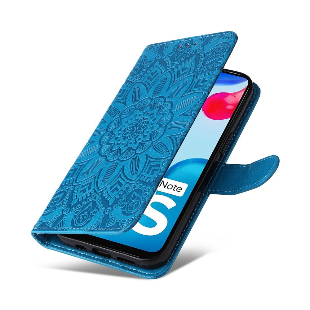 For Xiaomi Redmi Note 11 4G (Qualcomm) / Note 11S 4G PU Leather Sunflower Imprinted Case Magnetic Clasp Phone Stand Wallet Cover