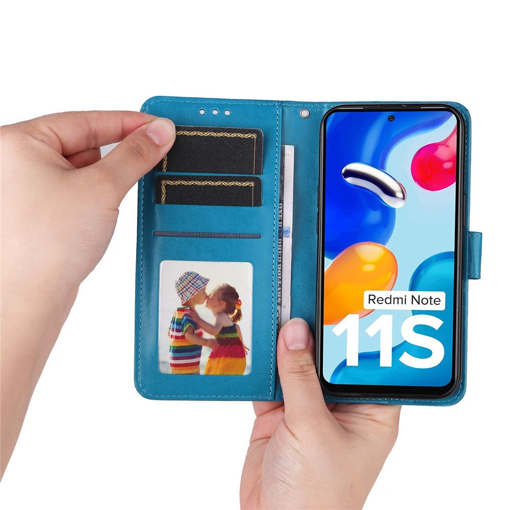 For Xiaomi Redmi Note 11 4G (Qualcomm) / Note 11S 4G PU Leather Sunflower Imprinted Case Magnetic Clasp Phone Stand Wallet Cover