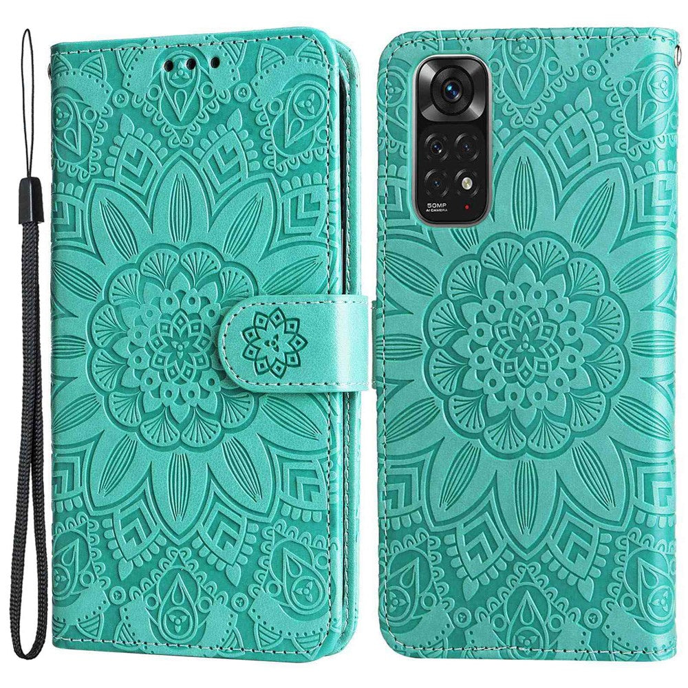 For Xiaomi Redmi Note 11 4G (Qualcomm) / Note 11S 4G PU Leather Sunflower Imprinted Case Magnetic Clasp Phone Stand Wallet Cover
