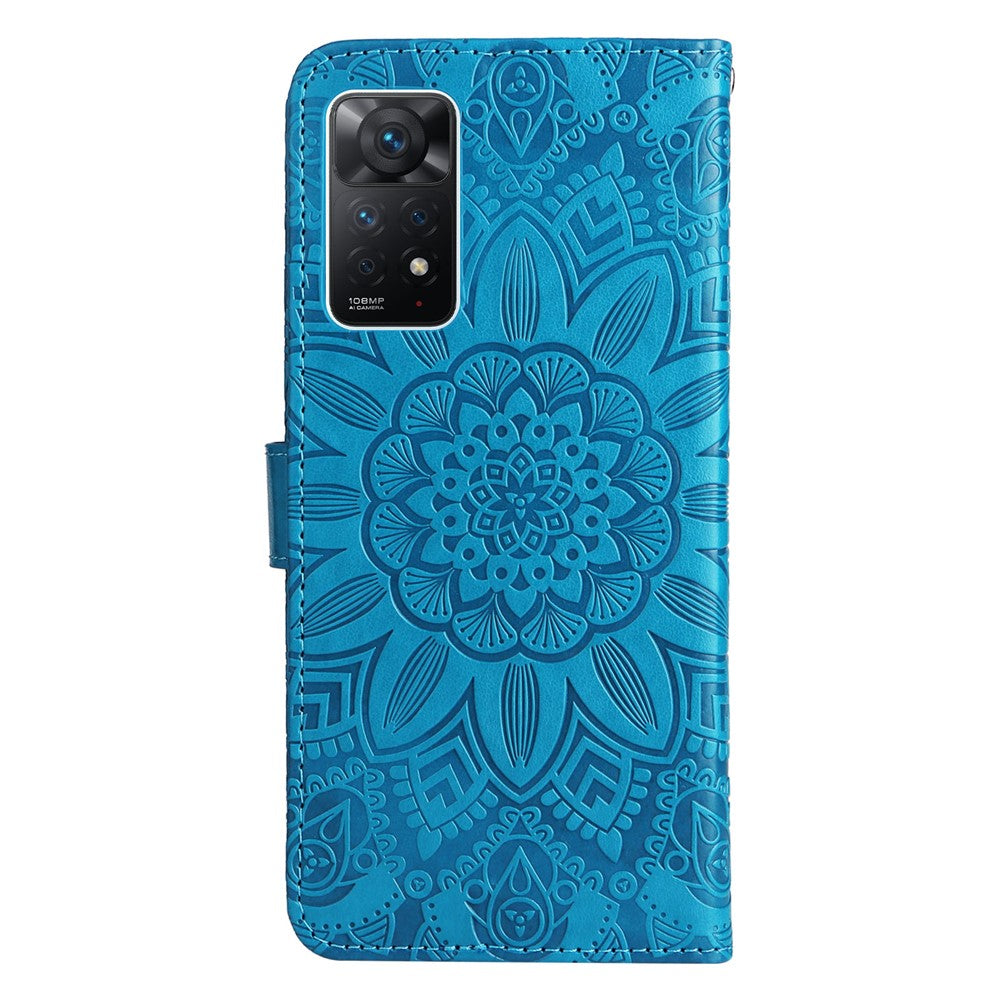 For Xiaomi Redmi Note 12 Pro 4G / 11 Pro 4G (MediaTek) / Note 11 Pro 5G (Qualcomm) / Note 11E Pro 5G Sunflower Imprinted PU Leather Stand Case Wallet Phone Cover with Strap