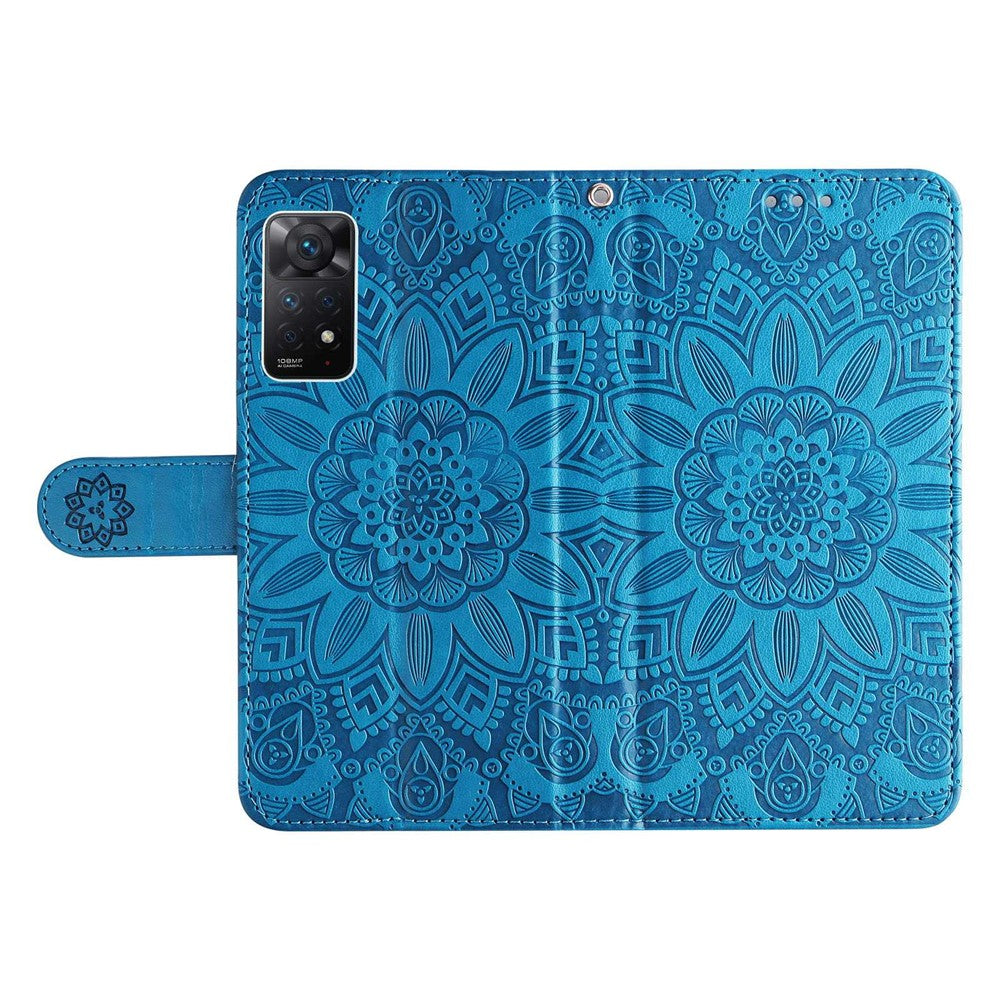For Xiaomi Redmi Note 12 Pro 4G / 11 Pro 4G (MediaTek) / Note 11 Pro 5G (Qualcomm) / Note 11E Pro 5G Sunflower Imprinted PU Leather Stand Case Wallet Phone Cover with Strap
