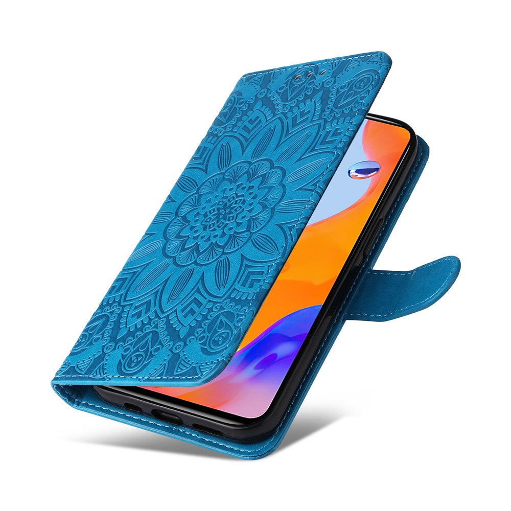 For Xiaomi Redmi Note 12 Pro 4G / 11 Pro 4G (MediaTek) / Note 11 Pro 5G (Qualcomm) / Note 11E Pro 5G Sunflower Imprinted PU Leather Stand Case Wallet Phone Cover with Strap