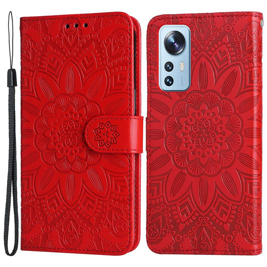 Xiaomi 12 Lite 5G Handyhülle – Aufgedrucktes Sonnenblumenmuster PU-Leder-Flip-Standfunktion- Brieftasche mit Riemen