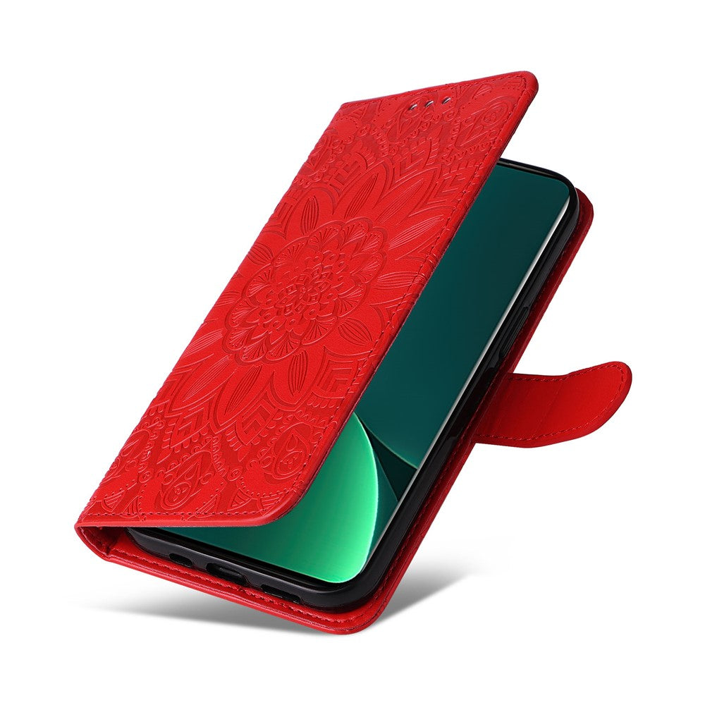 For Xiaomi 12 Pro 5G / 12 Pro (Dimensity) 5G / 12S Pro 5G Anti-scratch Imprinted Sunflower PU Leather Stand Phone Case Wallet Protective Phone Cover