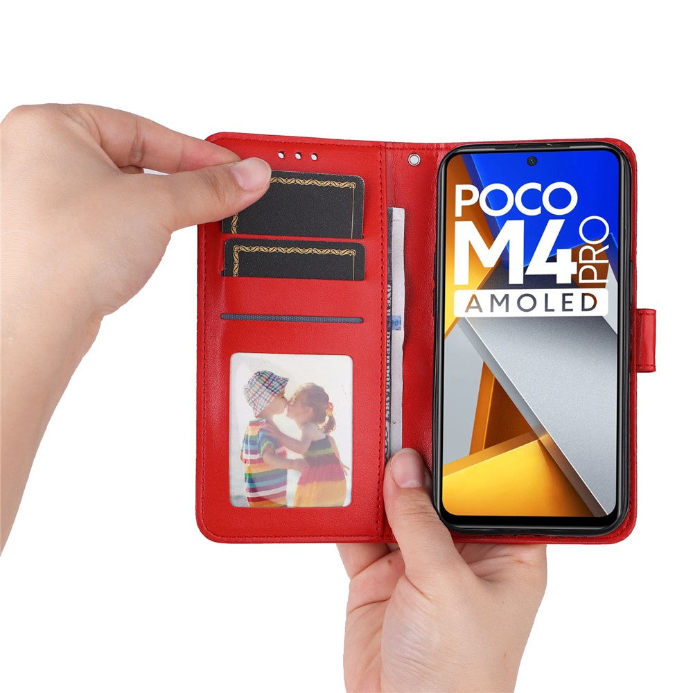 For Xiaomi Poco M4 Pro 4G Sunflower Imprinted Phone Case PU Leather Wallet Stand Scratch-resistant Flip Phone Cover with Wrist Strap