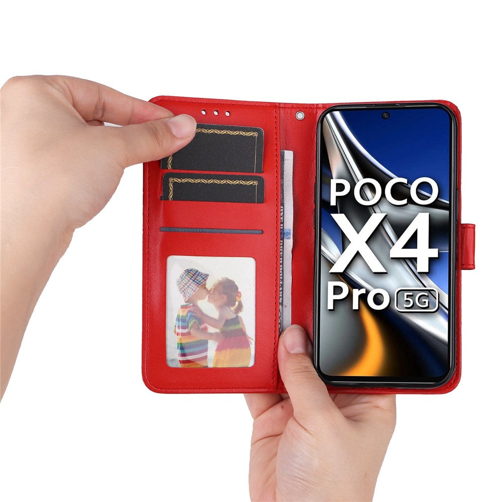 For Xiaomi Poco X4 Pro 5G PU Leather Flip Wallet Case Sunflower Imprinted Stand Bookstyle Magnetic Protective Cover with Hand Strap