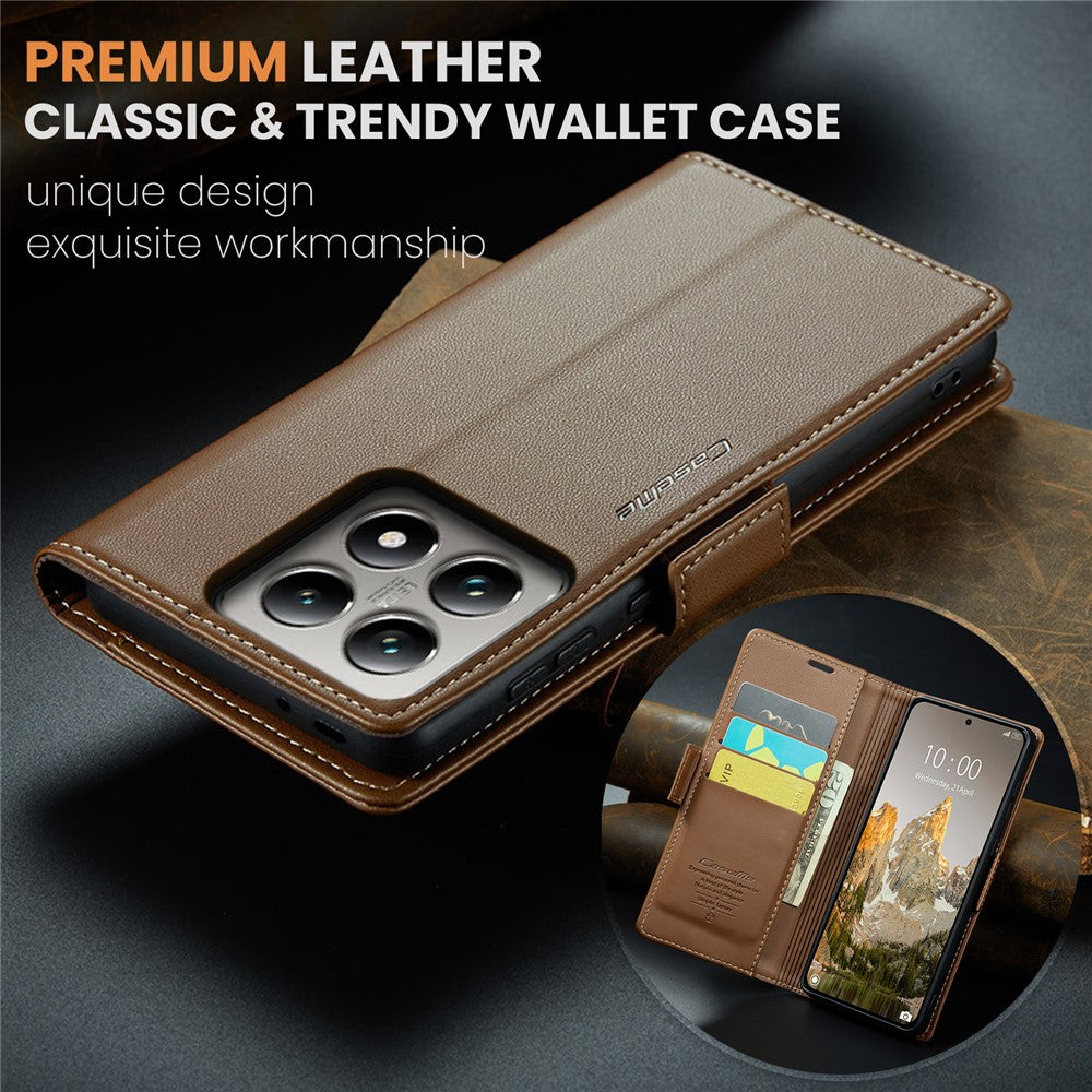 CASEME For Xiaomi 14T Leather Case  023 RFID Blocking 3 Card Slot Mobile Cover