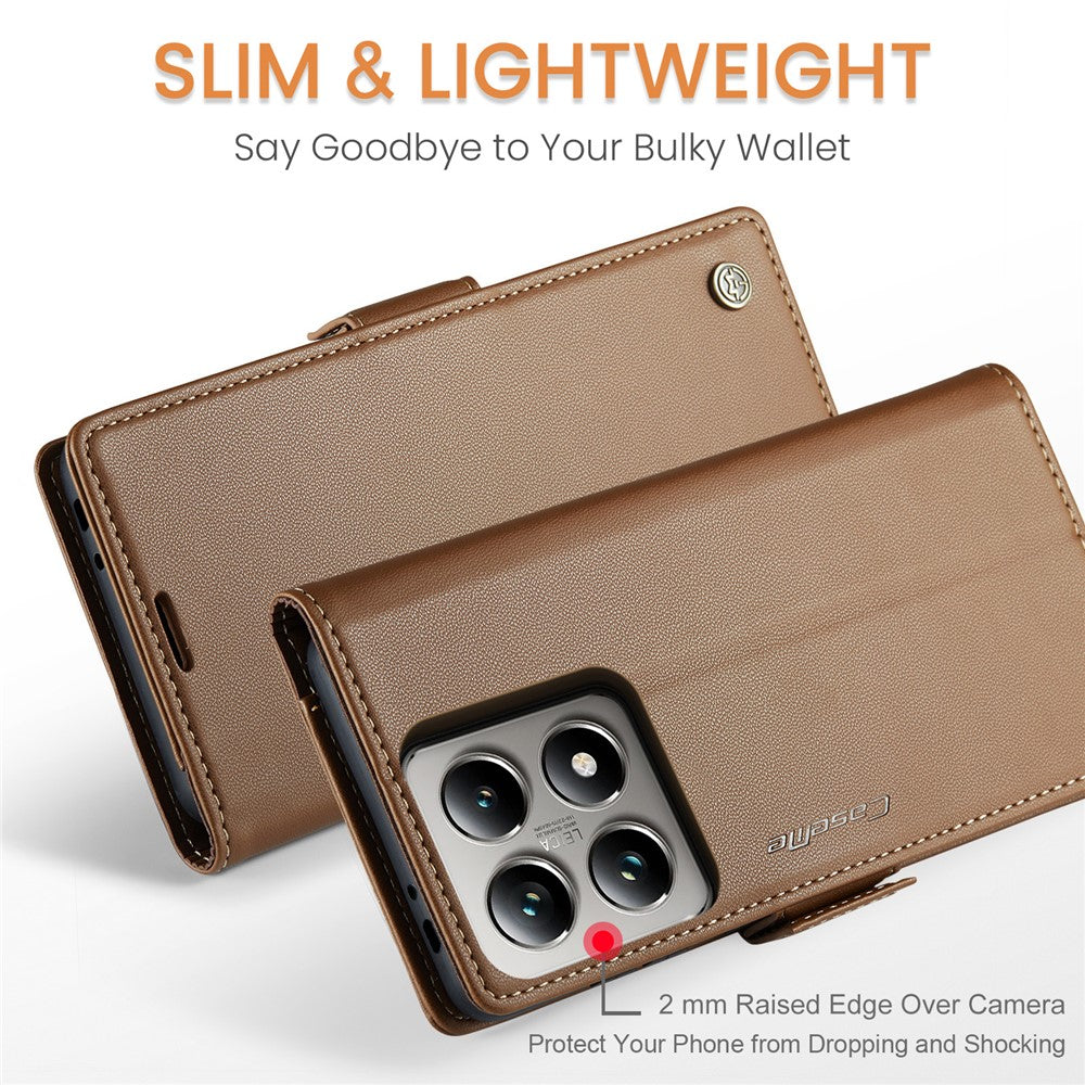 CASEME For Xiaomi 14T Leather Case  023 RFID Blocking 3 Card Slot Mobile Cover