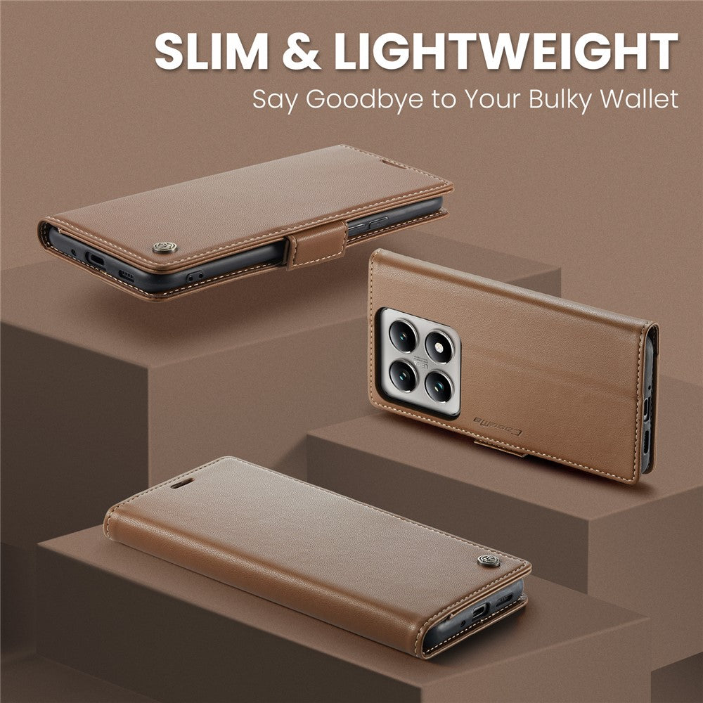 CASEME For Xiaomi 14T Leather Case  023 RFID Blocking 3 Card Slot Mobile Cover