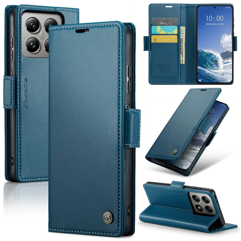 CASEME For Xiaomi 14T Leather Case  023 RFID Blocking 3 Card Slot Mobile Cover