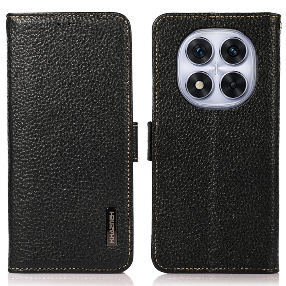 KHAZNEH For Xiaomi Redmi Note 14 Pro 4G Phone Case Genuine Cow Leather Cover RFID Blocking