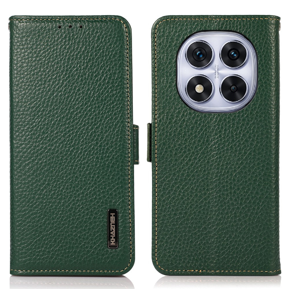 KHAZNEH For Xiaomi Redmi Note 14 Pro 4G Phone Case Genuine Cow Leather Cover RFID Blocking
