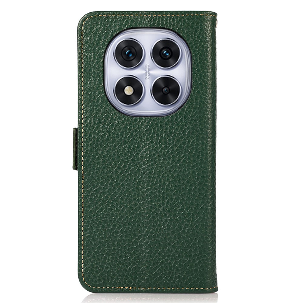 KHAZNEH For Xiaomi Redmi Note 14 Pro 4G Phone Case Genuine Cow Leather Cover RFID Blocking