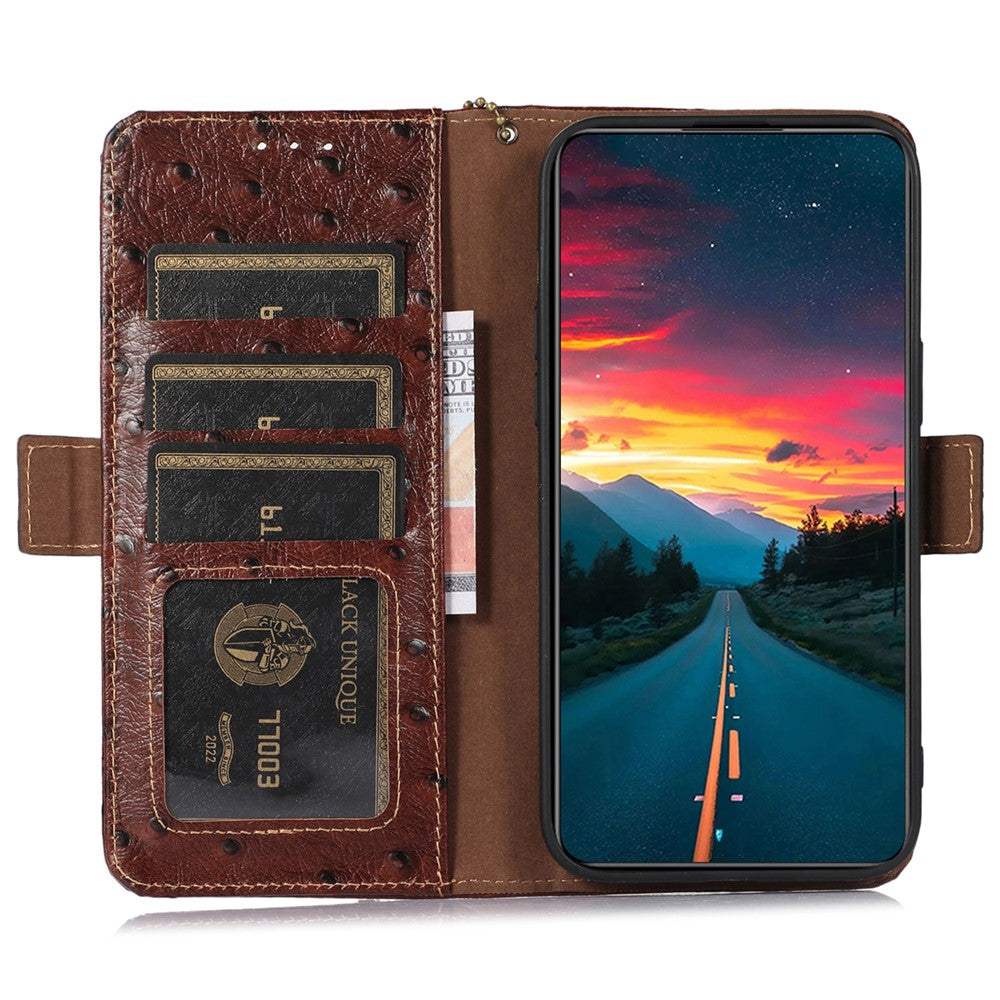 For Xiaomi Redmi Note 14 Pro+ 5G / 14 Pro 5G / Poco X7 5G Case RFID Blocking Genuine Cow Leather Phone Case Ostrich Texture