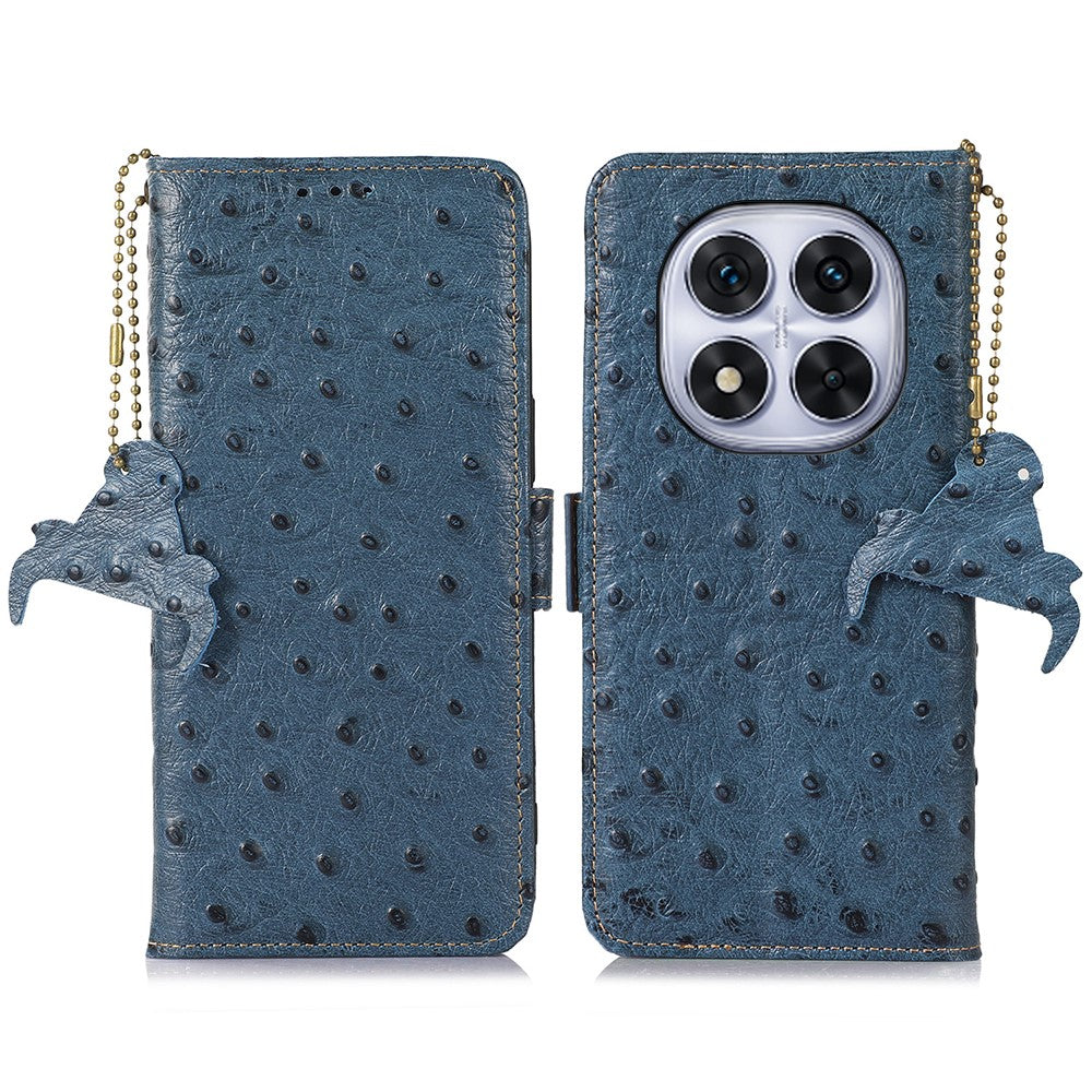 For Xiaomi Redmi Note 14 Pro+ 5G / 14 Pro 5G / Poco X7 5G Case RFID Blocking Genuine Cow Leather Phone Case Ostrich Texture