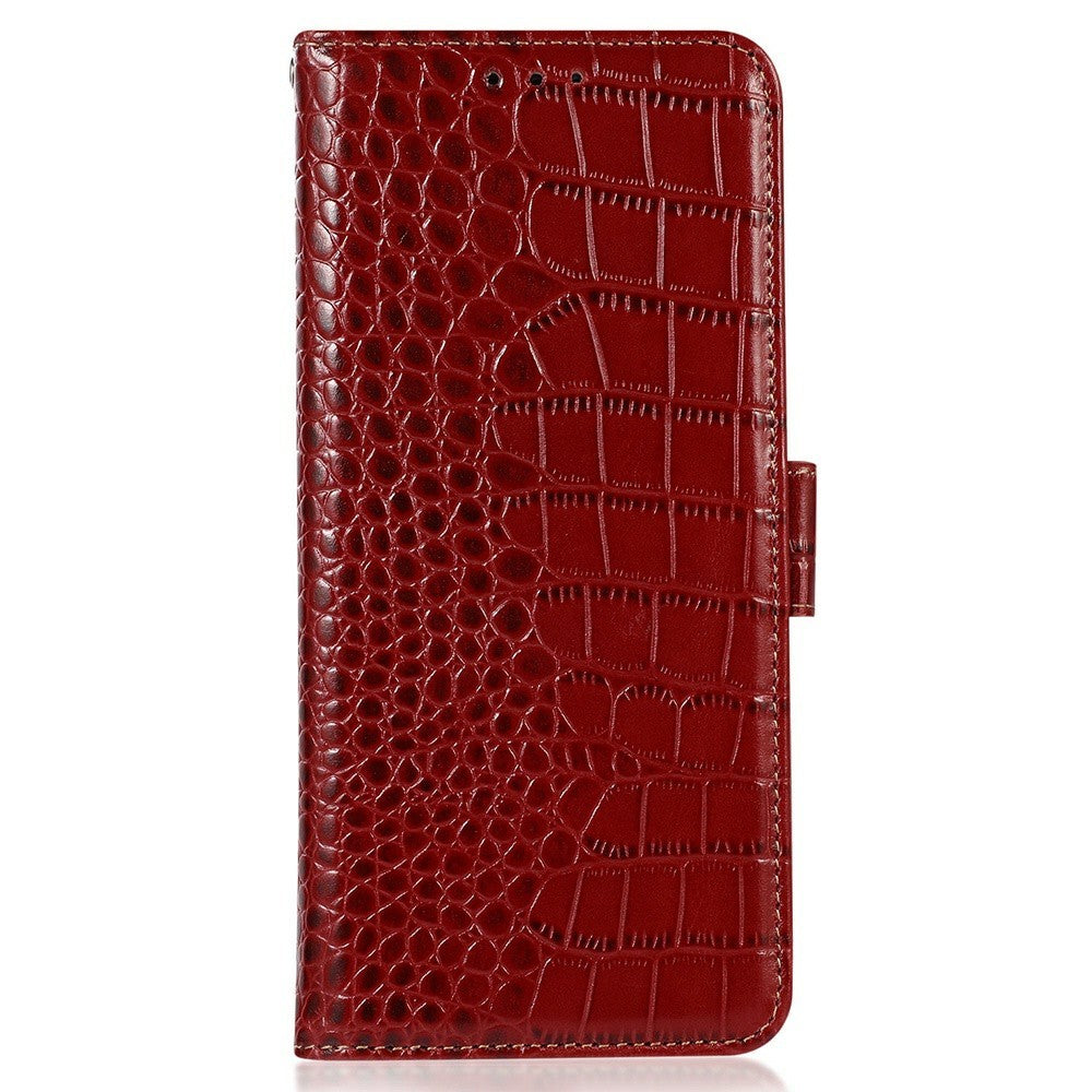 For Xiaomi Redmi Note 14 Pro 5G / Poco X7 5G Case Crocodile Texture Genuine Cow Leather Phone Wallet Cover