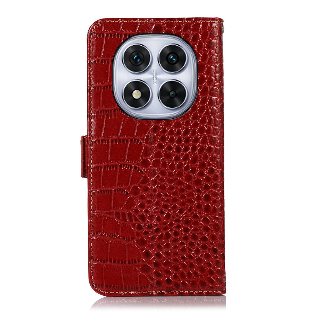 For Xiaomi Redmi Note 14 Pro 5G / Poco X7 5G Case Crocodile Texture Genuine Cow Leather Phone Wallet Cover