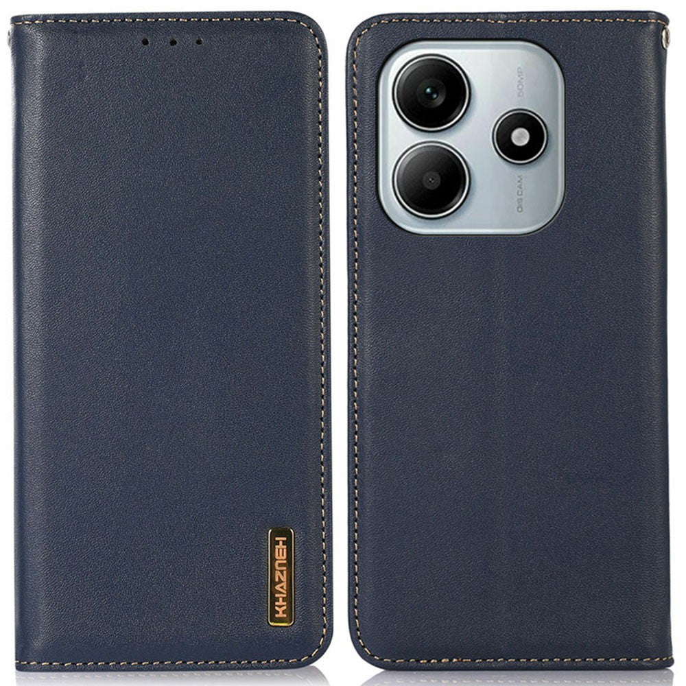 KHAZNEH For Xiaomi Redmi Note 14 5G Case Genuine Cow Leather Wallet Phone Cover Nappa Texture
