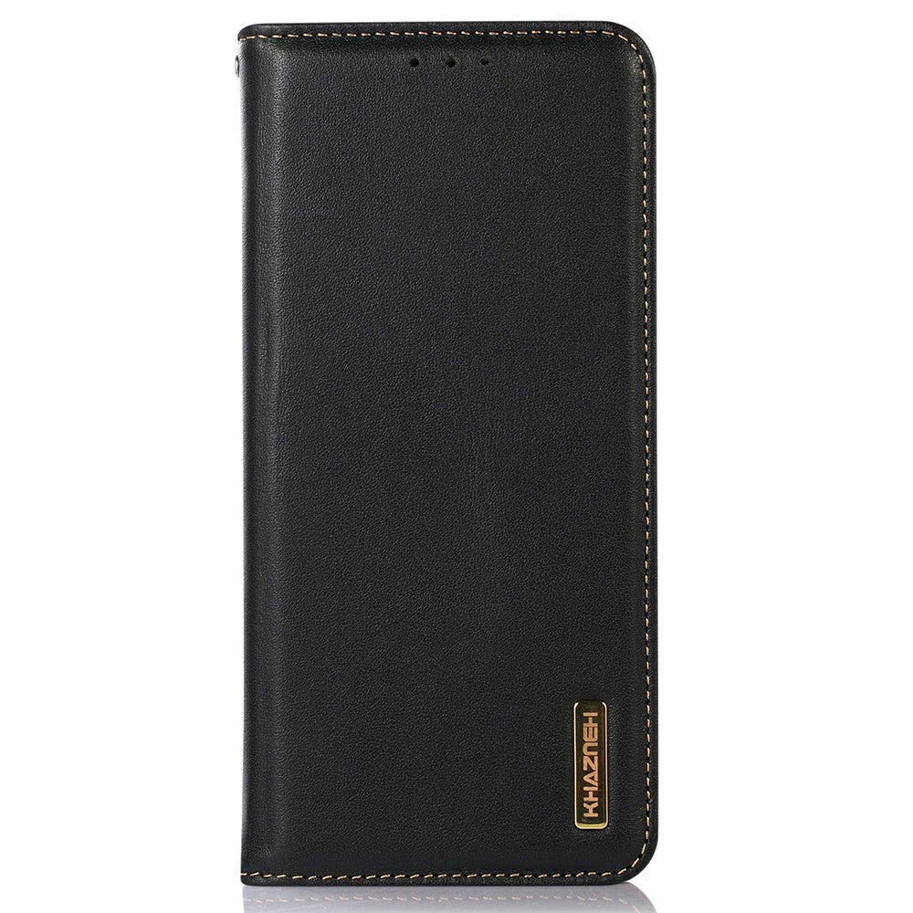 KHAZNEH For Xiaomi Redmi Note 14 Pro 5G / Poco X7 5G Case Genuine Cow Leather Wallet Phone Cover Nappa Texture