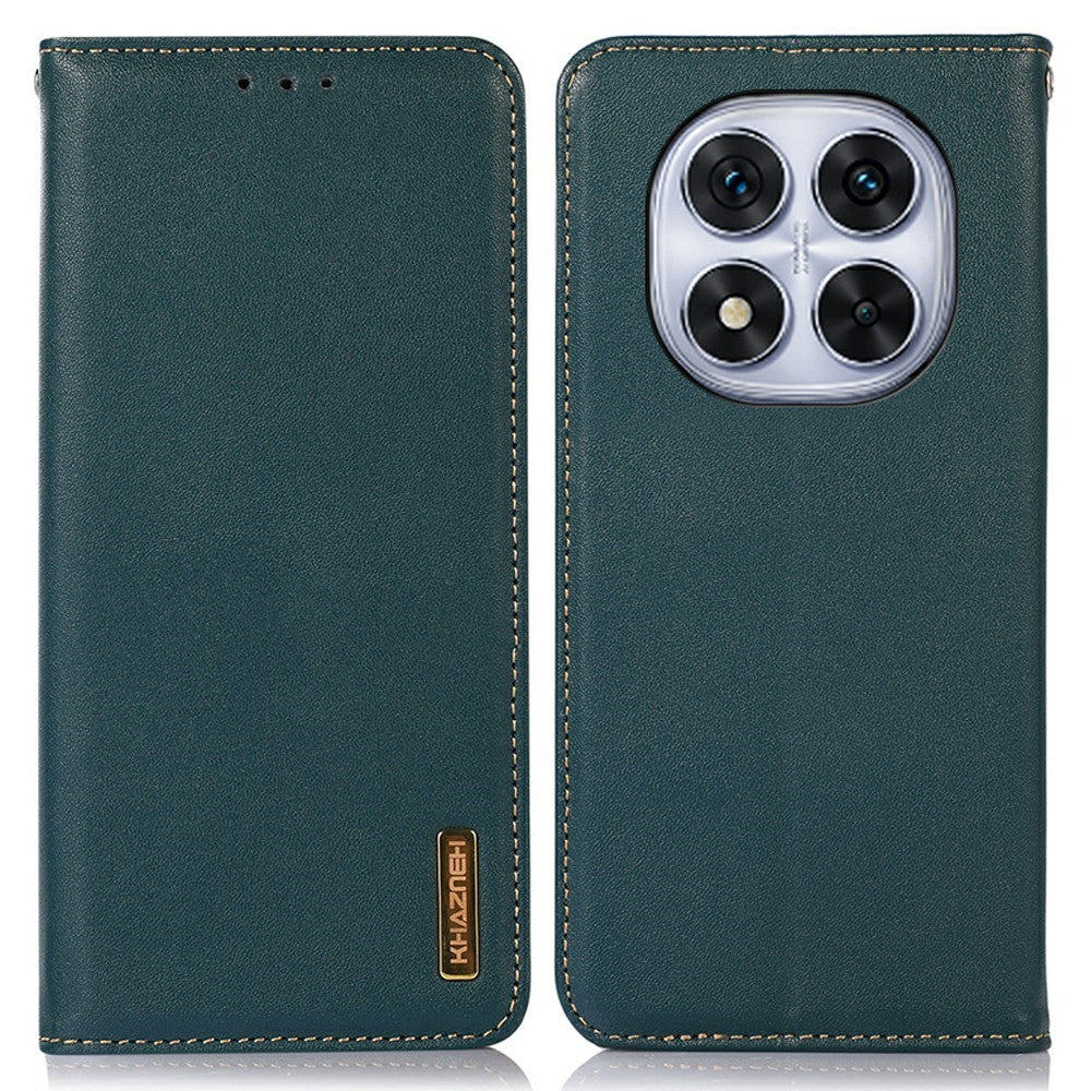 KHAZNEH For Xiaomi Redmi Note 14 Pro 5G / Poco X7 5G Case Genuine Cow Leather Wallet Phone Cover Nappa Texture