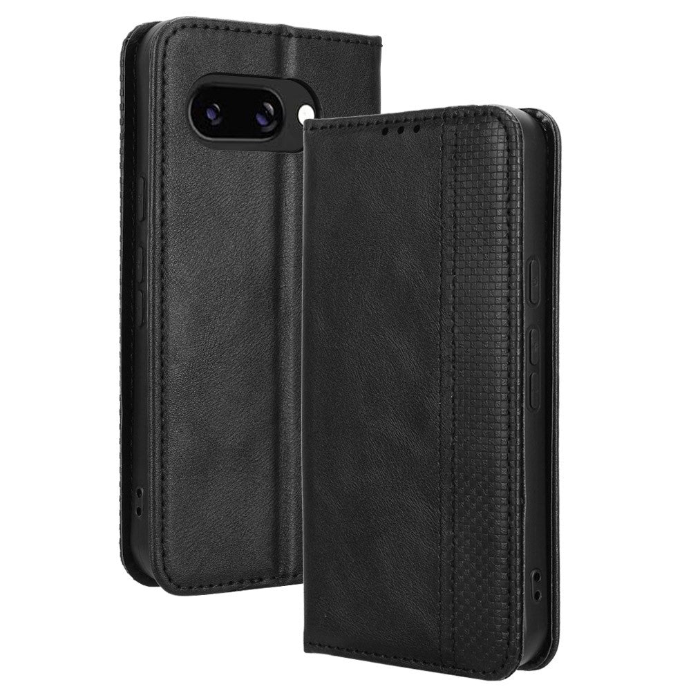 Pixel 9a Lederhülle – Mit Brieftaschenfunktion, Ständer & Retro-Textur