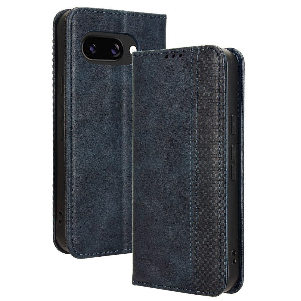 Pixel 9a Lederhülle – Mit Brieftaschenfunktion, Ständer & Retro-Textur