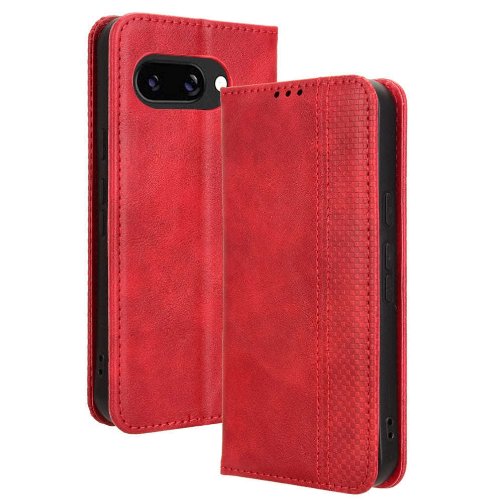 Pixel 9a Lederhülle – Mit Brieftaschenfunktion, Ständer & Retro-Textur