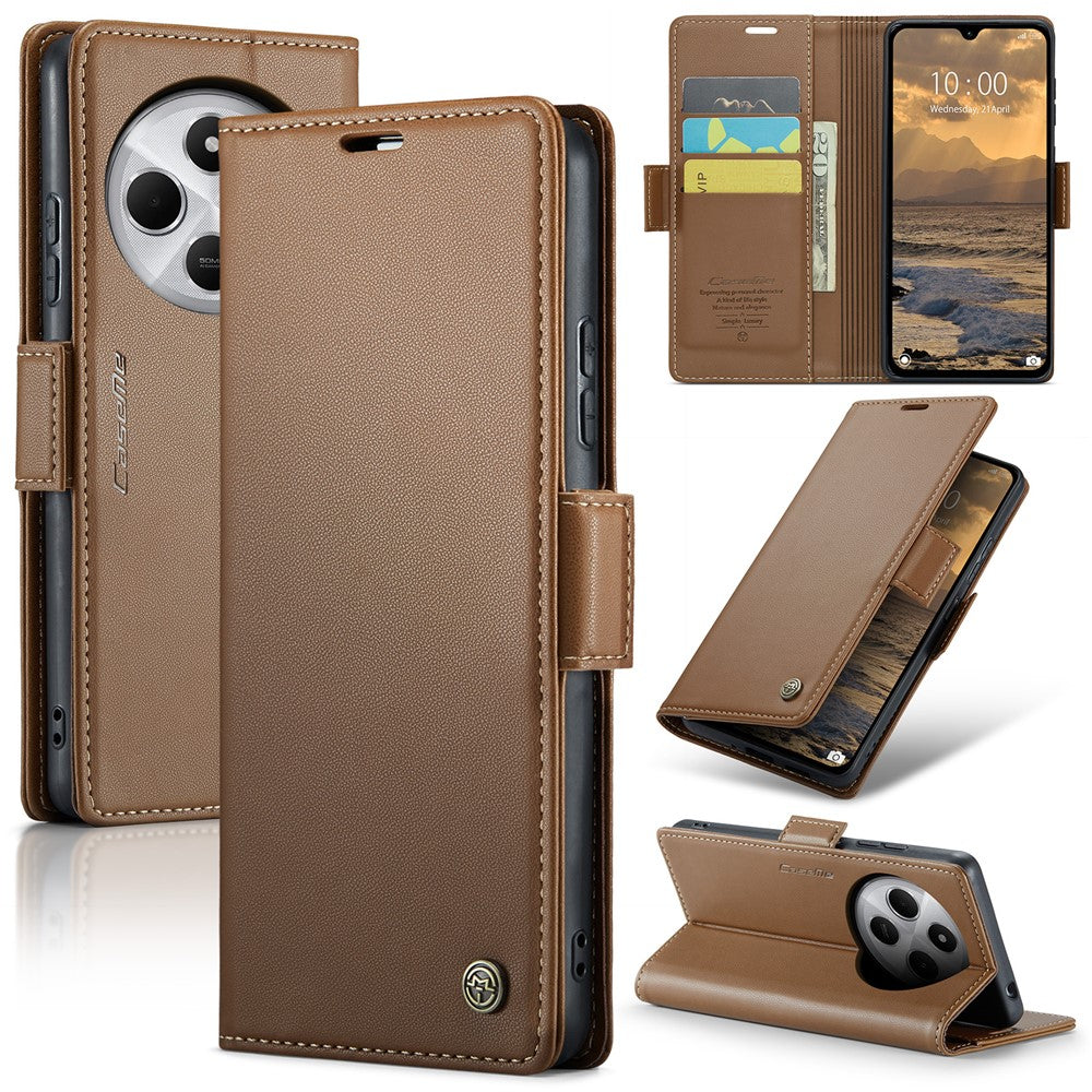 CASEME For Xiaomi Redmi 14C 4G Leather Case  023 RFID Blocking 3 Card Slot Mobile Cover